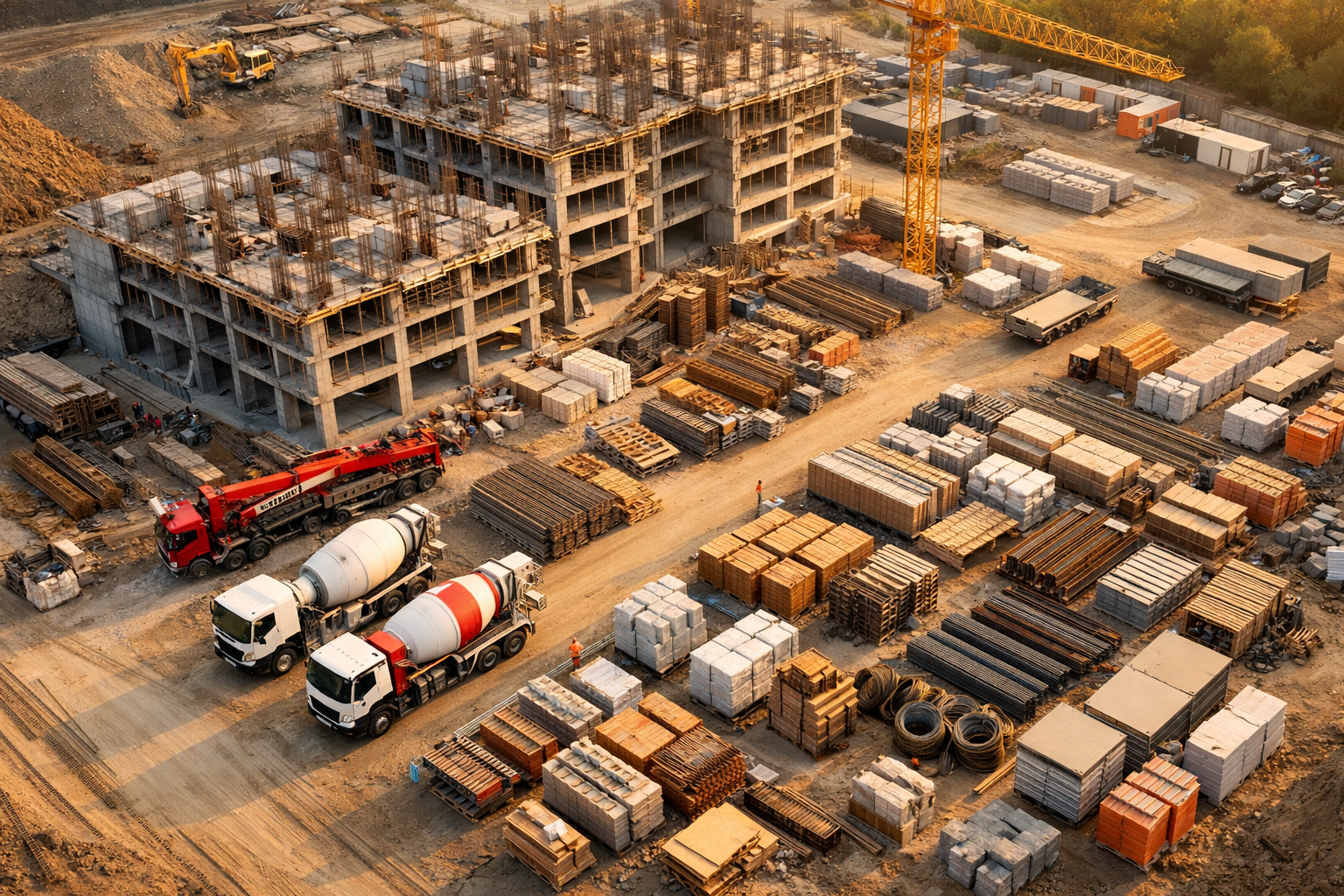 Construction site with materials